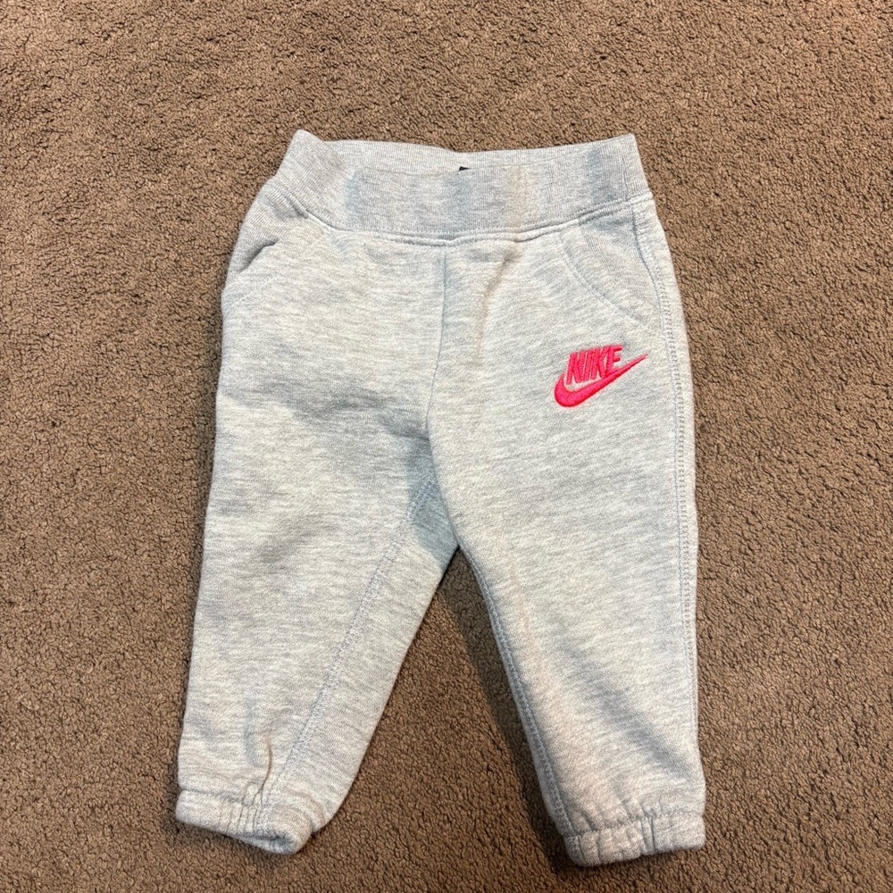 Nike Baby gray and pink sweat pants 12 months